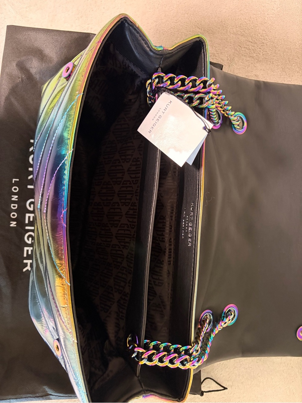 NWT : Rare Kurt Geiger XL London Kensington Ombré Metallic Leather Shoulder Bag - Picture 6 of 12